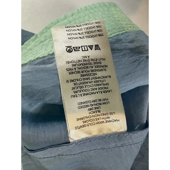 Anthropologie Women's Light Blue & Green Colorblock Babydoll Top Size M - Picture 8 of 9